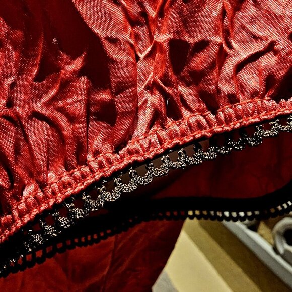 Red M Pinup Peasant Paisley Embroidered Y2K Grunge Vintage Punk Whimsgoth Top - Picture 11 of 14